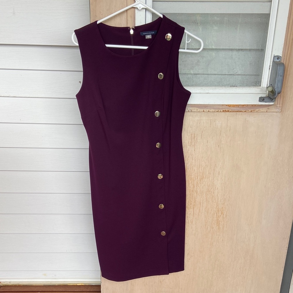 Tommy Hilfiger Deep Purple Button-Accent Mini Dress